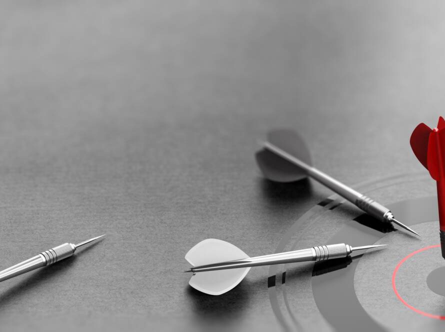Successful Business Concept, Red Dart Reaching Center of a Target.