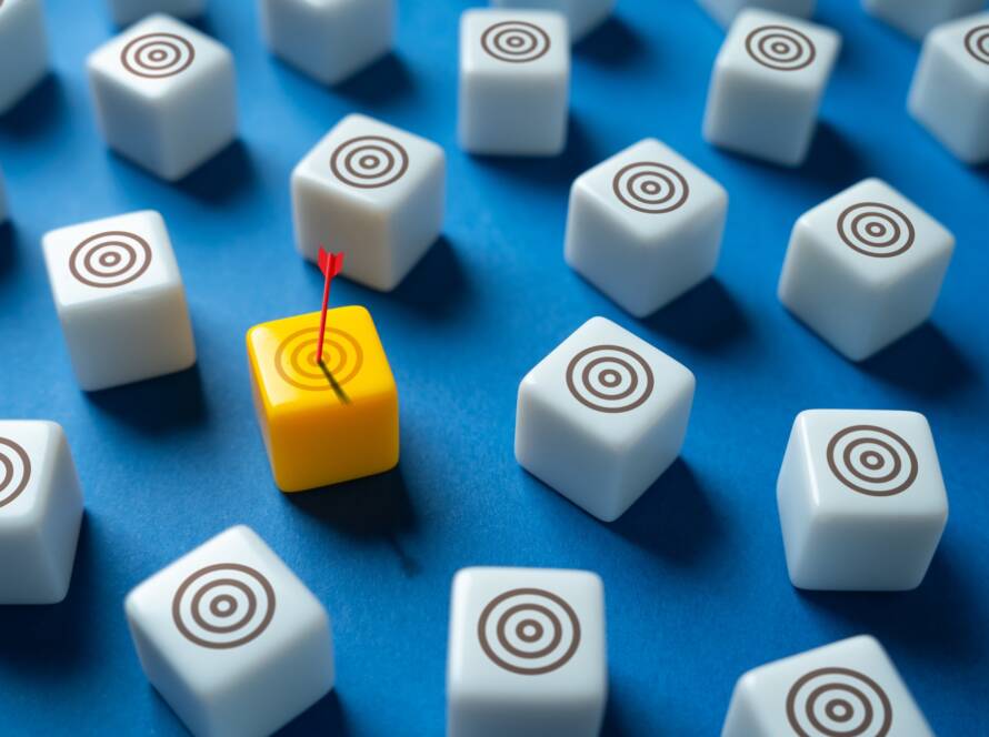 The arrow hit the highlighted yellow target. Advertising, marketing and targeting